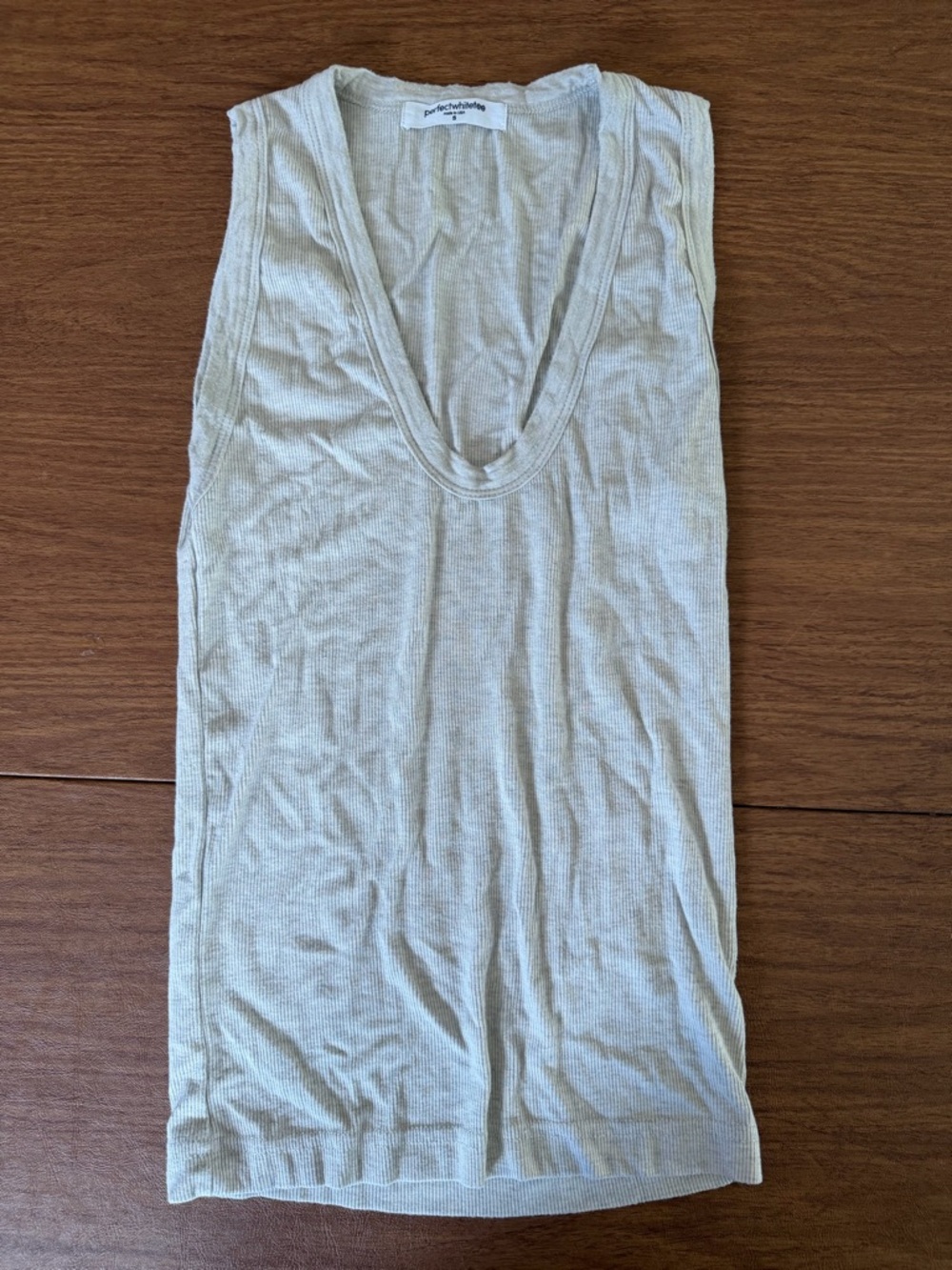 perfectwhitetee Cream Ribbed Scoop Tank Top